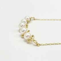 MIKIMOTO(ミキモト) 5珠 リーフデザイン アコヤ真珠 7mm ネックレス K18イエローゴールド レディース中古AB20230725_画像4