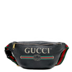 GUCCI(グッチ) グッチプリント ロゴ ウェブストライプ ベルトバッグ 530412 ウエストバッグ レザー ユニセックス中古AB20230824