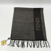 中古A/美品 FENDI フェンディ ロゴ ストライプ フリンジ レディース マフラー 20448757_画像2