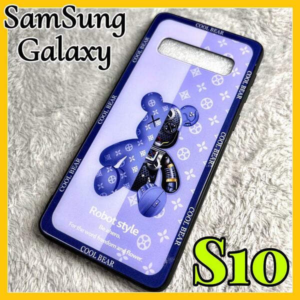 Galaxy s10ケース TPU強化カラス　青色　可愛い熊　お洒落　BEAR カメラ保護　サムスン　ギャラクシーs10用カバー