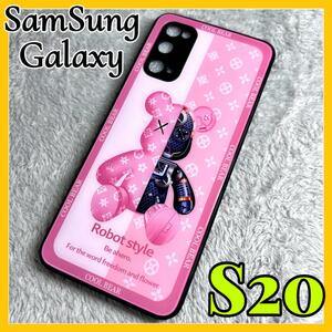 Galaxy s20ケース TPU強化カラス ピンク 可愛い熊 お洒落 BEAR カメラ保護 サムスン ギャラクシーs20カバー　