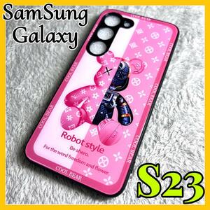 Galaxy s23 ケース TPU強化カラス ピンク 可愛い熊 お洒落 BEAR カメラ保護 サムスン ギャラクシーs23用カバー