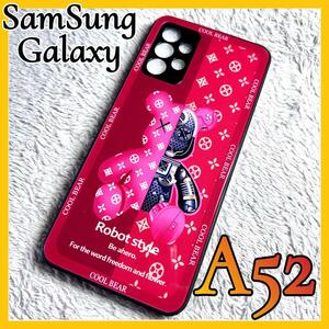 SamSung Galaxy A52 ケース TPU強化カラス　赤色　可愛い お洒落　BEAR カメラ保護　サムスン　ギャラクシーA52 カバー　5G SC-53B