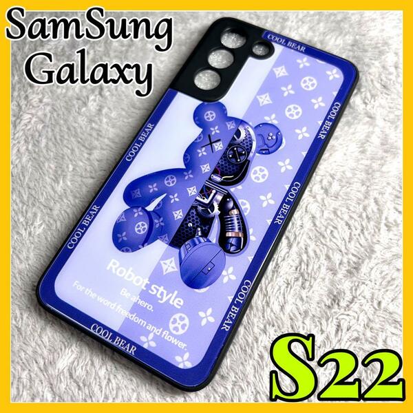 Samsung Galaxy S22 5Gケース TPU強化カラス　青色　可愛い　お洒落　BEAR カメラ保護　サムスン　ギャラクシーs22カバー