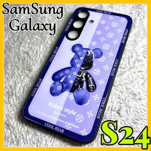 2024最新シリーズ　Samsung Galaxy S24 5Gケース TPU強化カラス　青色　可愛い　お洒落　サムスン　ギャラクシーs24 5Gカバー　