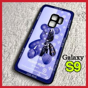 Samsung Galaxy S9ケース TPU強化カラス　青色　可愛い　お洒落　BEAR カメラ保護　サムスン　ギャラクシーs9カバー