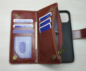 財布型iPhone13（6.1）スマホケース 手帳型 カバー 手帳型ケース＊新品＊当日発送(ロース色）