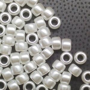 B127 large hole 500 piece pearl style beads white round po knee beads 