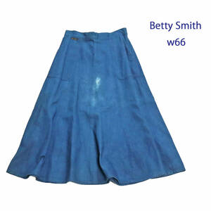 r399 デニム　スカート　フレア　インディゴ　ベティスミス　Betty　Smith　ｗ66　昭和レトロ　60年代70年代　わけあり