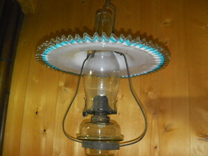 吊りランプ　灯油ランプ　ウランガラス