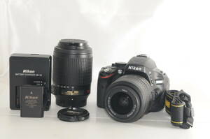 ★良品★NIKON ニコン D5100 + AF-S 18-55mm F3.5-5.6 G VR + AF-S 55-200mm F4-5.6 G VR★完動★AP045★