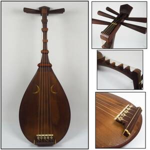 [SAKURAYA] old house adjustment goods [ era traditional Japanese musical instrument . front biwa . string . pillar ]. comfort stringed instruments ethnic musical instrument antique goods old work of art total length 101cm