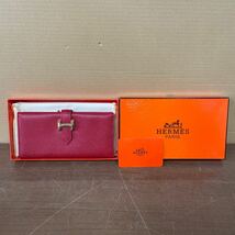 UTs123 HERMES エルメス ベアン レッド 長財布 H1-55002_画像1