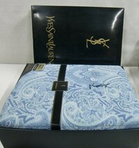 YVES SAINT LAURENT イヴサンローラン 肌掛け布団 青系【ス982】_画像1