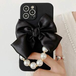 SHEIN シーイン リボン パール ブラック iPhone ケース 12 mini