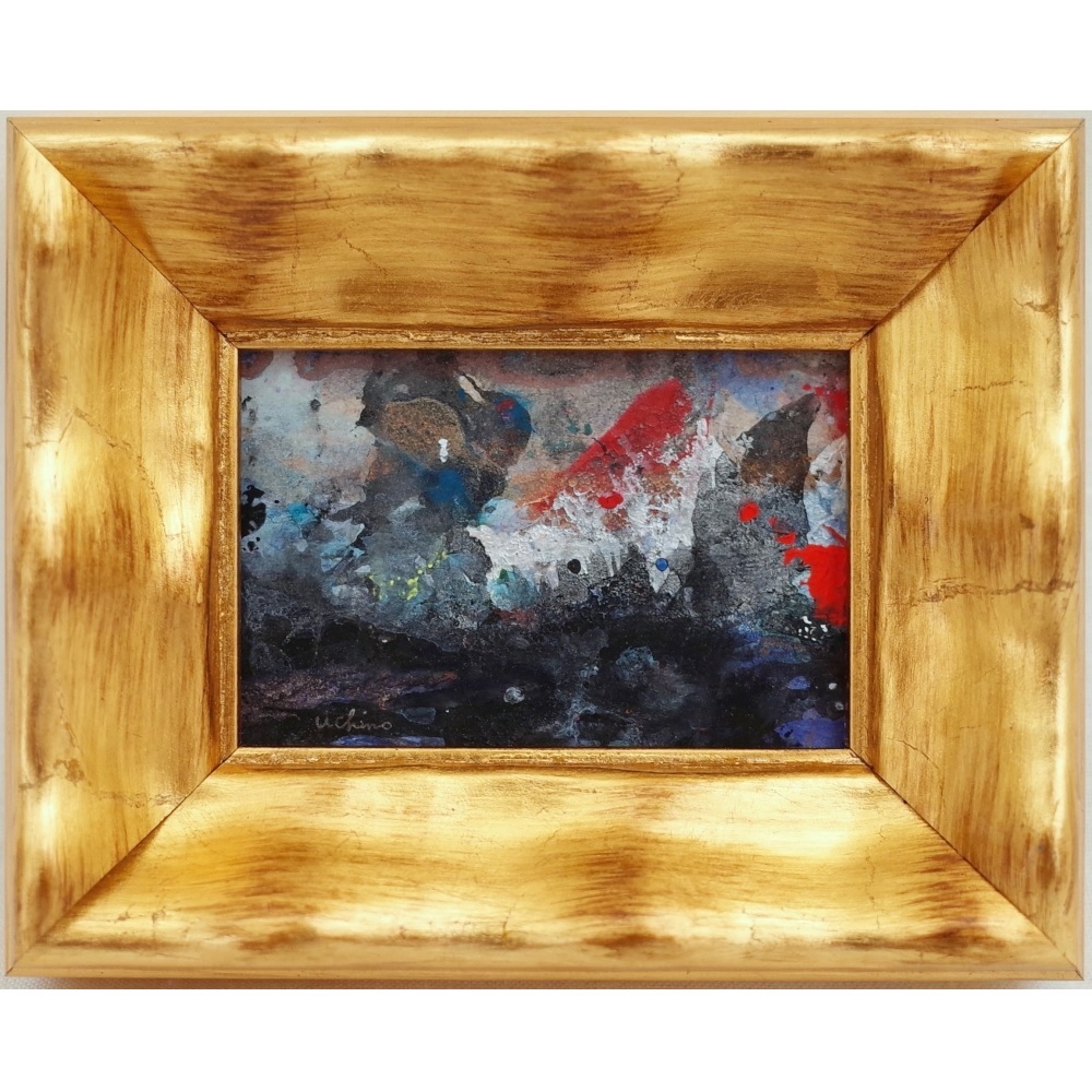 Takafumi Uchino 抽象绘画现代艺术艺术品当代艺术画框迷你画框小画真品, 艺术品, 绘画, 丙烯酸纤维, 水粉画
