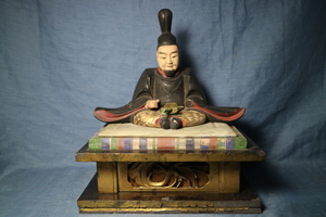 木彫　神像　坐像　検天神様菅原道真寺社装飾品仏教美術仏像珍品希少骨董オブジェ時代