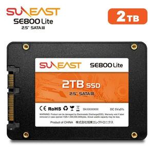 SUNEAST SE800S25LT-2TB　2TB 内蔵SSD 2.5インチ 7mm SATA3 6Gb/s 3D NAND採用 PS4動作確認済 国内3年保証　新品！