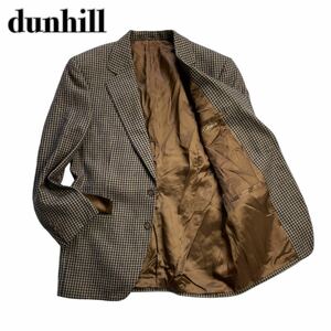 dunhill ダンヒル テーラードジャケット 千鳥柄 ブラウンネイビー M相当 ウール ビジネス紳士 1スタ(1円スタート)