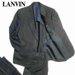 LANVIN ランバン セットアップ スーツ チェック ダークグレー M相当 紳士 ビジネス 1スタ(1円スタート)