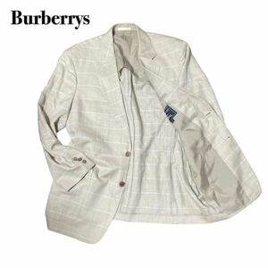 Burberrys バーバリー テーラードジャケット チェック パールボタン ベージュ L 三陽商会 ビジネス 紳士1スタ(1円スタート)