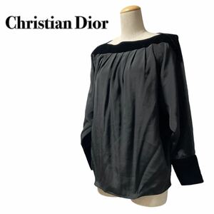 Christian Dior クリスチャンディオール シルク100% 長袖シャツ ブラウス 9 M