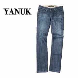  Yanuk YANUK slim slacks floral print Rollei Denim pants jeans indigo 25 M