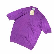  未使用タグ付き JOHN SMEDLEY made in England シーアイランドコットン ジョンスメドレー 半袖ポロシャツ 紫パープル M相当_画像2
