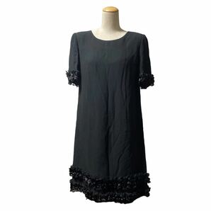 jun ashida ジュンアシダ ワンピース ドレス 黒ブラック ティアード フレアレース 11 Lの画像2