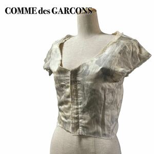 COMME des GARCONS コムデギャルソン シルク100% 花柄 半袖 ジップ M