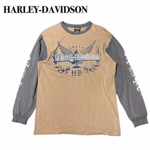 HARLEY-DAVIDSON ハーレーダビッドソン 長袖カットソー ロンT ロゴプリント M 古着 