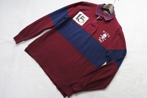 POLO Ralph Lauren ラルフローレン 長袖ラグビーシャツ ポロシャツ L ボルドー/紺色 ラルフローレン(株)