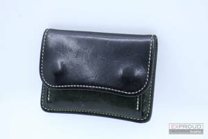 良品★Q46 WILDSWANS ワイルドスワンズ 小銭入れ コインケース 深緑 グリーン メンズ スナップボタン 約7.5×10.5×1.5cm ミニ財布