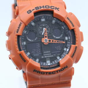 ジャンク品★R27 CASIO カシオ G-SHOCK ジーショック GA-100L 腕時計 オレンジ ショックレジスト 腕時計 オレンジ×ブラック 動作確認済みの画像1