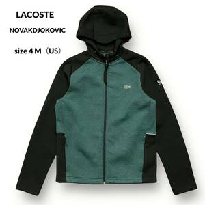 LACOSTE ジョコビッチ ラコステ ジップアップ パーカー フード 黒 緑 プリント ブラック グリーン NOVAKDJOKOVIC テニス ウェア 4 M