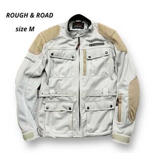 超美品 ROUGH & ROAD ラフアンドロード メッシュ ロング ジャケット ライダース ライディング バイカー ウェア バイク シルバー ベージュ M