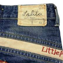 美品 希少 LOLITA JEANS 奈良美智 ロリータ ジッパーフライ デニム ジーンズ ジーパン パンツ ユーズド ダメージ 加工 相良刺繍 サイズ XS_画像3