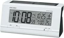 セイコー クロック 目覚まし時計 ハイブリッドソーラー 電波 デジタル カレンダー 温度 表示 白 パール SQ766W SEIK_画像1