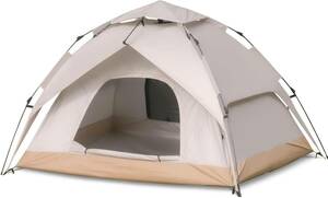 ワンタッチテント 4人用 ポップアップテント テント 簡単設営 防風防水 通気性に優れ 収納バック付き キャンプ アウトドア sl-zp210-iv