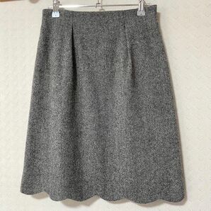 トルディア／裾スカラップツイードタイトスカート(ブラック)