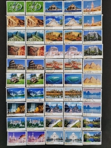 使用済み切手　「海外の世界遺産」　２５種完×２　５０枚