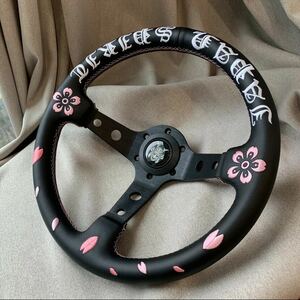 【送料無料】サムライ 桜模様blossomラフトステアリングホイール 340mm 深さ95mm