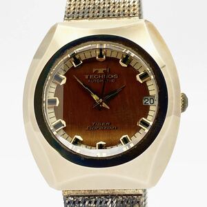 TECHNOS テクノス TIGER Borazon タイガーボラゾン 自動巻 カットガラス メンズ 腕時計 稼働品 alp古0220