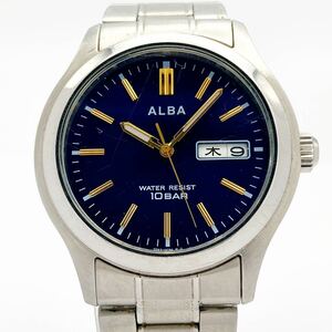 セイコー SEIKO アルバ ALBA 腕時計 7N43-0BA0 3針 カレンダー アイボリー文字盤 シルバーカラー alp古0311