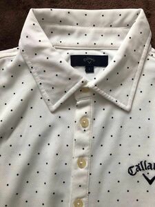 ☆新品未使用☆Callaway ポロシャツ L 白 黒水玉ドット