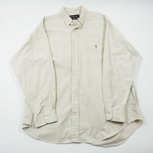 美品 RALPH LAUREN ラルフローレン 長袖 BD ストライプシャツ ベージュ size XL #17264 アメカジ ボタンダウン BIG SHIRT ビッグシャツ