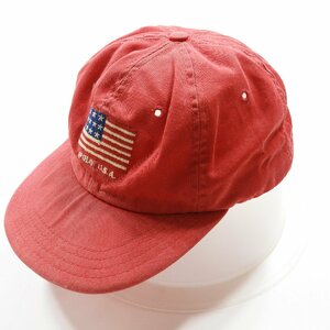 POLO RALPH LAUREN ポロ ラルフローレン キャップ レッド アメリカ製 #17622 送料360円 アメカジ カジュアル 星条旗 帽子 USA 米国製