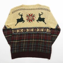 POLO Ralph Lauren ポロ ラルフローレン リネン コットン セーター size M #17659 アメカジ ニット トナカイ 雪柄 クリスマス_画像2