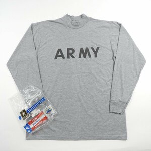 10 year made unused the US armed forces ARMY training mok neck long sleeve T shirt gray size L #17901 military America army long T high‐necked the truth thing 