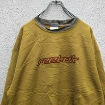 中古 古着 Reebok 長袖 メッシュ プリントTシャツ S マスタードイエロー リーボック ロンT ロングTシャツ 古着卸 アメリカ仕入 a603-5188_画像2